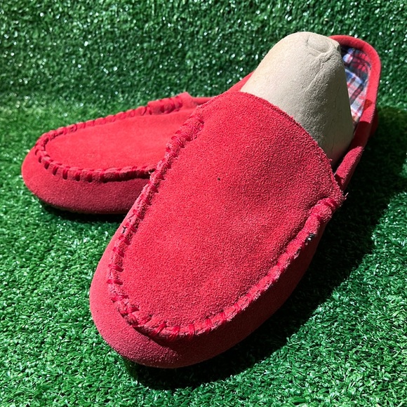 Lands' End Shoes - Lands End Red Suede Slippers with Plaid inside 11m